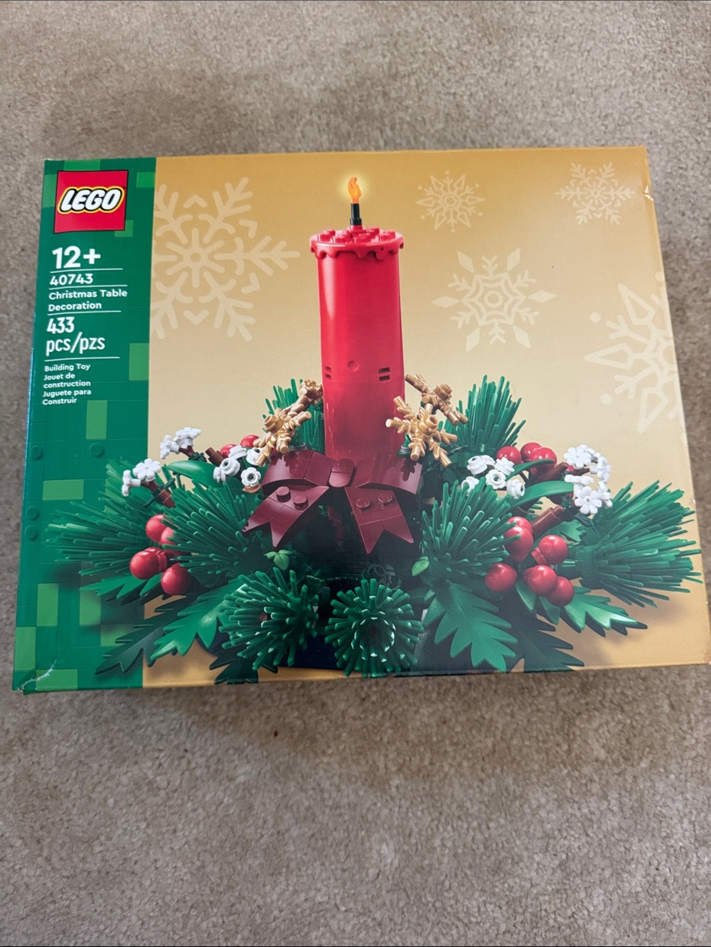 LEGO Red Candle Centerpiece with Green Foliage and Berry Accents